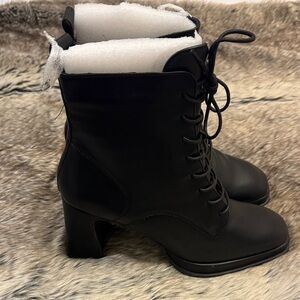 Black Lace-Up Ankle Boots